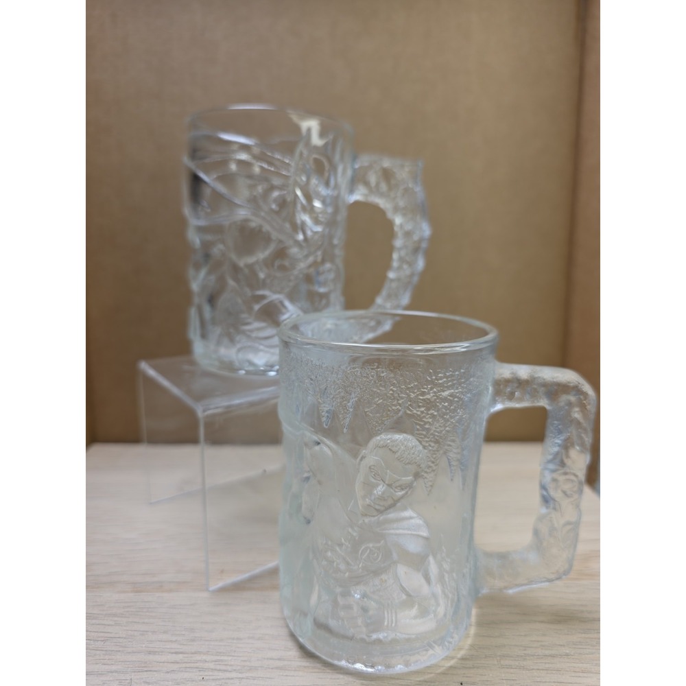 Vintage Batman Forever McDonalds Robin Glass Mugs Set Of 2 GUC 1995 DC Comics